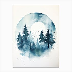 Watercolour Painting Of Boreal Forest   Northern Hemisphere 0 Canvas Print