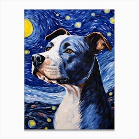 Amstaff Starry Night Dog Portrait Canvas Print