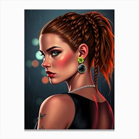 Girl In A Black Dress Canvas Print