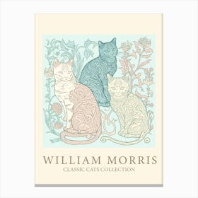 William Morris  Inspired Cats Collection 3 Cats Canvas Print