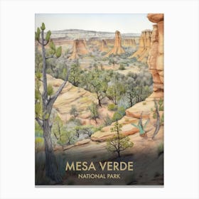 Mesa Verde National Park Watercolour Vintage Travel Poster 3 Canvas Print