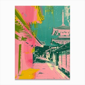 Gion District Duotone Silkscreen 1 Canvas Print