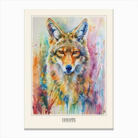 Coyote Colourful Watercolour 3 Poster Canvas Print