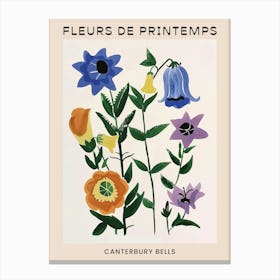 Spring Floral French Poster  Canterbury Bells 3 Canvas Print