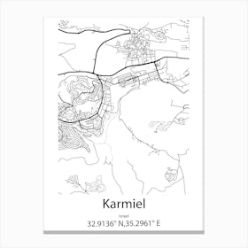 Karmiel,Israel Minimalist Map Canvas Print