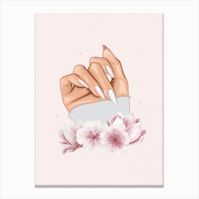 Woman'S Hand With Flowers Canvas Print