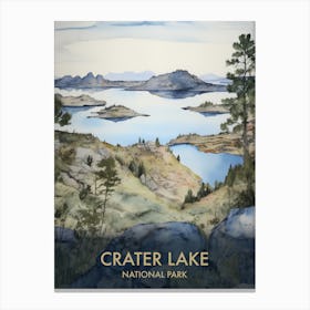 Crater Lake National Park Watercolour Vintage Travel Poster 3 Canvas Print