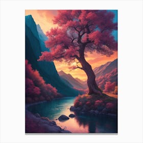 Sunset By The River Canvas Print