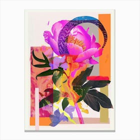 Peony 3 Neon Flower Collage Canvas Print