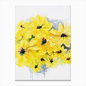 Yellow Flowers White Background Painting 1 Canvas Print
