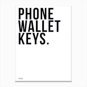 Phone Wallet Keys Canvas Print