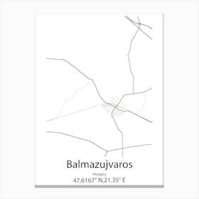 Balmazujvaros,Hungary Minimalist Map Canvas Print