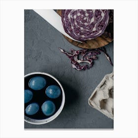 Blue Cabbage And Eggs 3 Canvas Print