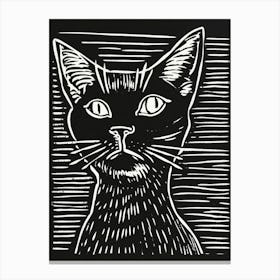 Egyptian Mau Cat Linocut Blockprint 5 Canvas Print