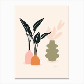 Vases Plants & Bunny Tails Canvas Print