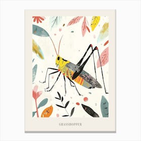 Colourful Insect Illustration Grasshopper 10 Poster Canvas Print