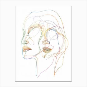 Abstract Women Faces In Line 6 Canvas Print