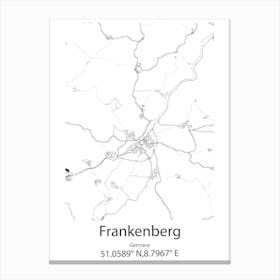 Frankenberg,Germany Minimalist Map Canvas Print