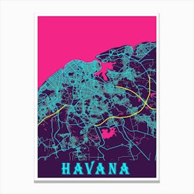 Havana Map Poster 1 Canvas Print