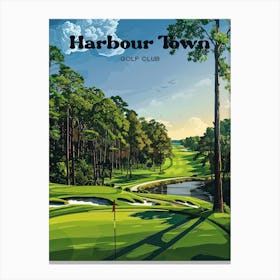 Harbour Town Golf Links South Carolina Digital Travel Illustration Toile