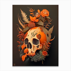 Animal Skull Orange 2 Botanical Canvas Print