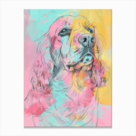 Colourful Bergamasco Sheepdog Abstract Line Illustration 2 Canvas Print