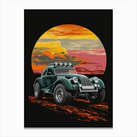 Vintage Car At Sunset Canvas Print