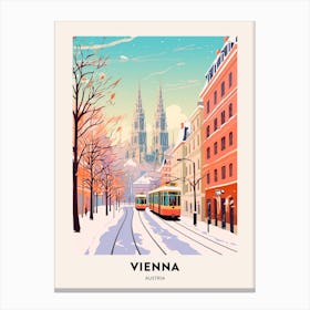 Vintage Winter Travel Poster Vienna Austria 2 Canvas Print