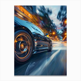 Sports Car Driving At Night Canvas Print