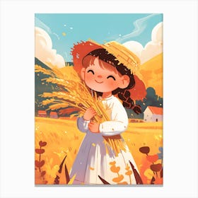 Cute Little Girl In A Wheat Field 7 Stampe su tela