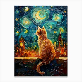 Cat Starry Night 2 Canvas Print