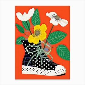 Floral Fusion: Blooms on Trendy Sneakers 2 Canvas Print