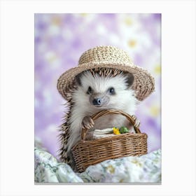 Hedgehog In A Basket.Generated AI. Wall Art Print 2 Stampe su tela