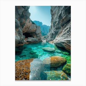 Azure Water In A Cave Canvas Print