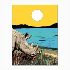 A Rhino Grazing On Grass 1 Canvas Print