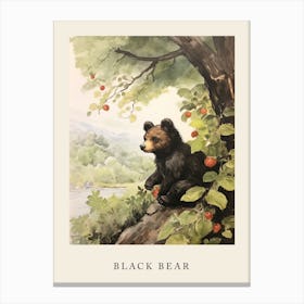 Beatrix Potter Inspired  Animal Watercolour Black Bear 2 Canvas Print