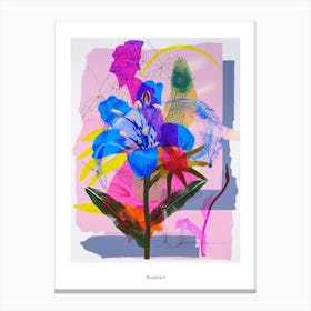 Bluebell 3 Neon Flower Collage Poster Canvas Print