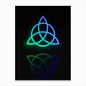 Neon Blue and Green Abstract Geometric Glyph on Black n.0271 Canvas Print