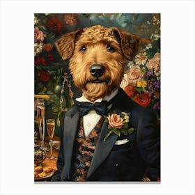 Classy Airedale At The Bar 8 Canvas Print