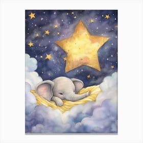 Baby Elephant 2 Sleeping In The Clouds Canvas Print