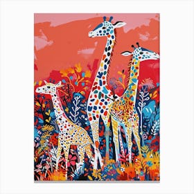 Geometric Abstract Giraffe Herd 3 Canvas Print