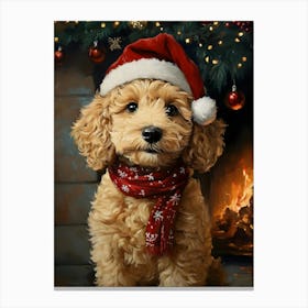 Christmas Goldendoodle 12 Canvas Print