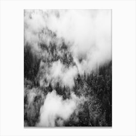 Black And White Cloudy Forest Canvas Print