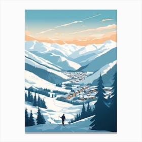 Vail Mountain Resort   Colorado, Usa, Ski Resort Illustration 3 Simple Style Canvas Print