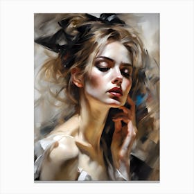 Oil Paint Art of A Girl Canvas Print