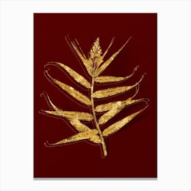 Vintage Bush Cane Botanical in Gold on Red n.0294 Canvas Print