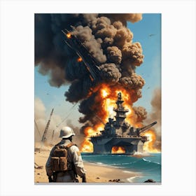 Gulf War Burning Oil Rig Canvas Print