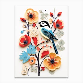 Scandinavian Bird Illustration Carolina Chickadee 4 Canvas Print