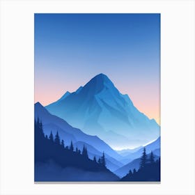 Misty Mountains Vertical Composition In Blue Tone 114 Canvas Print