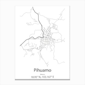 Pihuamo,Mexico Minimalist Map Lienzos